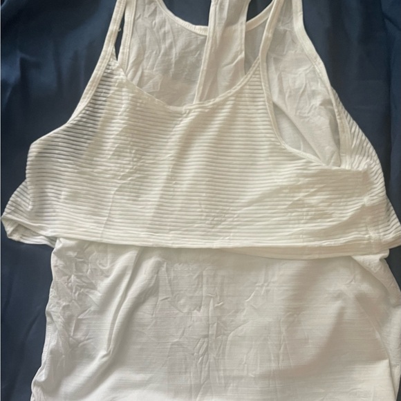Nike Workout Top Shirt Racerback Sleeveless Size Small White Black Yoga Dri Fit - Picture 3 of 4